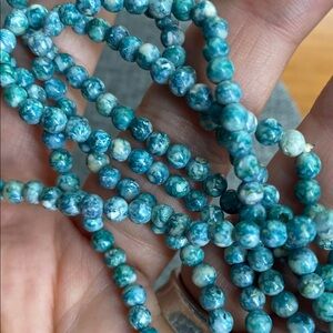 36” Aqua Terra Jasper Micro Bead Necklace, Turquoise Stone, Continuous Strand